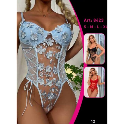 For Dreams 8423 Bayan Fantazi Gecelik - Mavi - L