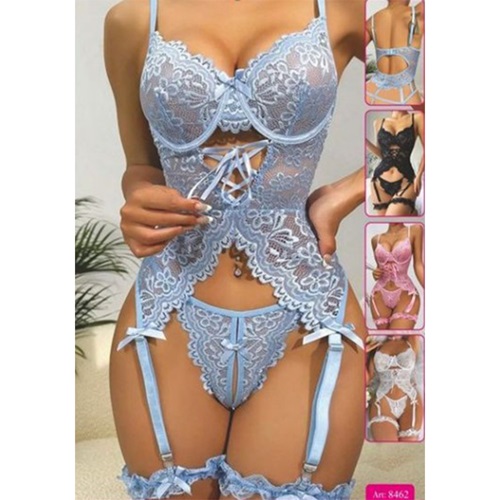 For Dreams 8462 Dantelli Fantazi Jartiyer Takım - Beyaz - S