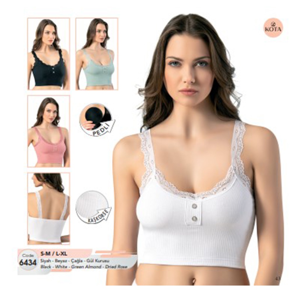 Kota 6434 Bayan Kaşkorse Sur Dantelli Pedli Krop - Ç. Yeşil - L-XL