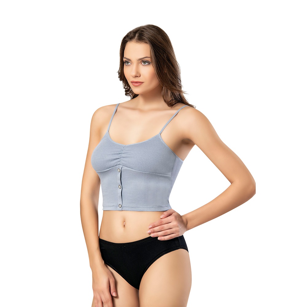 Kota 6441 Bayan Raporlu İp Askılı Modelli Pedli Krop - Somon