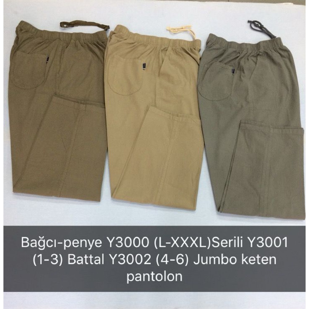 Bağcı M12-003 Erkek Keten Jumbo Bel Lastikli Pantolon 4-5-6