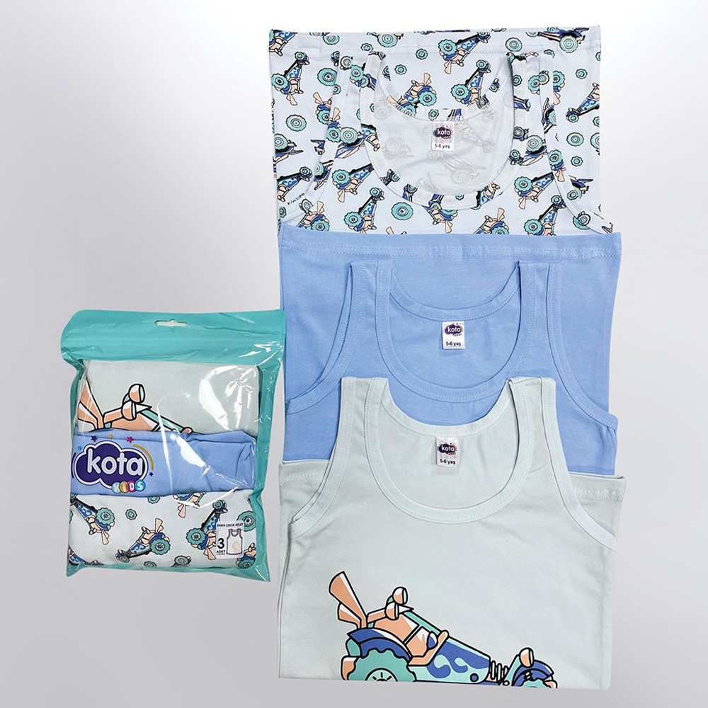 Kota Kids 1024 Erkek Çocuk 3 Lü Baskılı Atlet - Karışık Renk