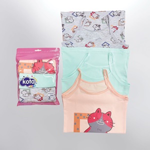 Kota Kids 3423 Kız Çocuk 3 Lü Baskılı İp Asklı Atlet - Karışık Renk