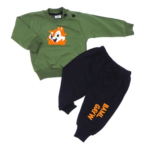 Mini Club 193 Erkek Bebe Sincap Nakışlı Penye 2 Li Takım 6-24 Ay