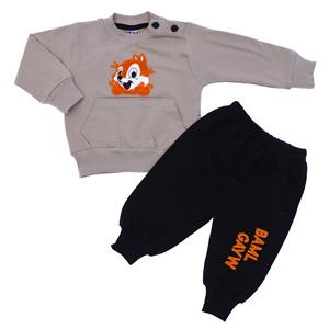 Mini Club 193 Erkek Bebe Sincap Nakışlı Penye 2 Li Takım 6-24 Ay