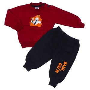 Mini Club 193 Erkek Bebe Sincap Nakışlı Penye 2 Li Takım 6-24 Ay