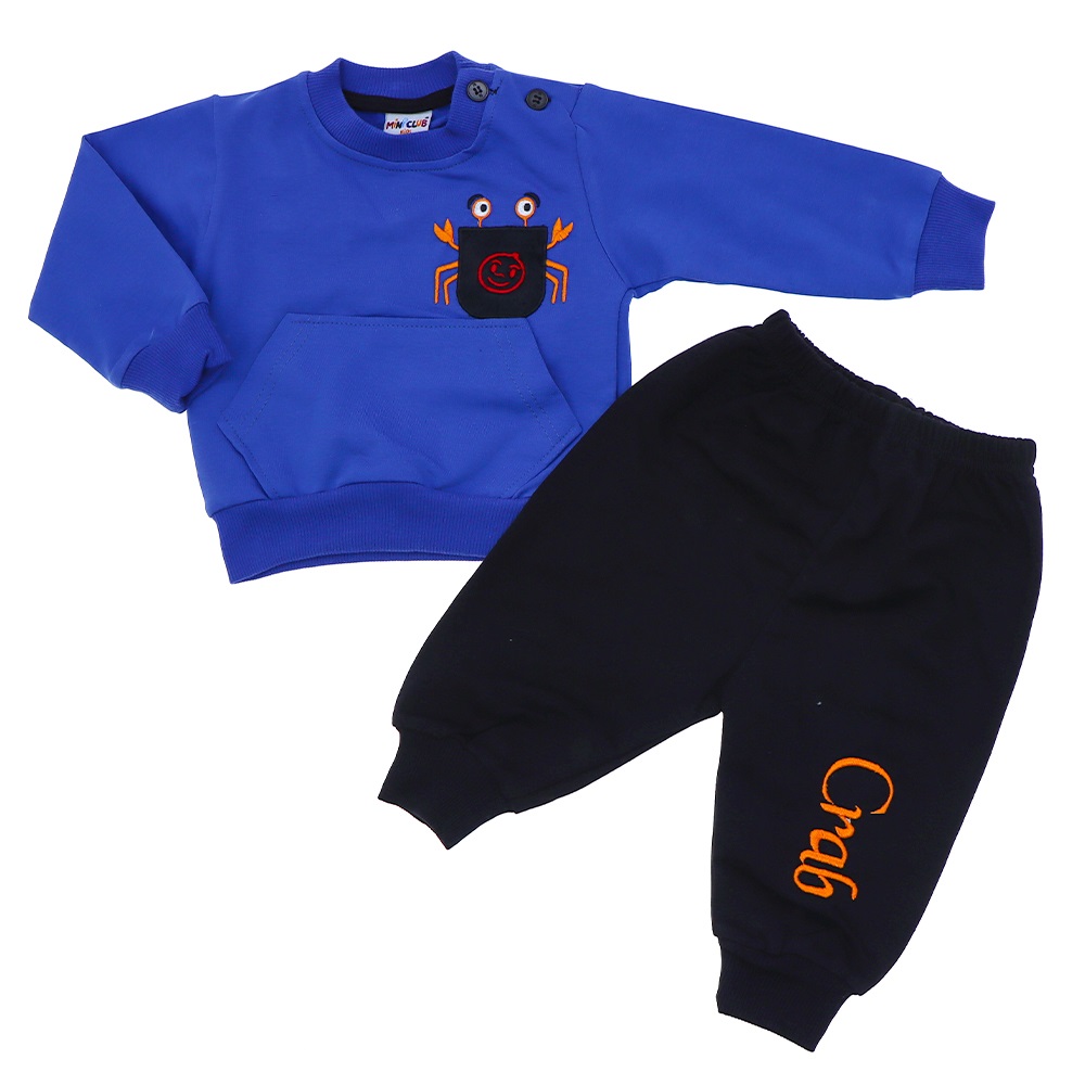 Mini Club 191 Erkek Bebe Yengeç Cepli Nakışlı Penye 2 Li Takım 6-24 Ay