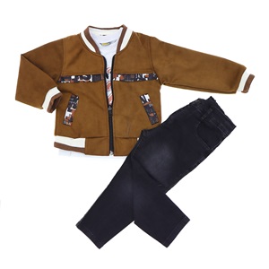 Mıncırık Kids 2743 Erkek Çocuk Süet Sea Adventure Baskılı 3 Lü Ceketli Takım 6-9 Yaş - Haki