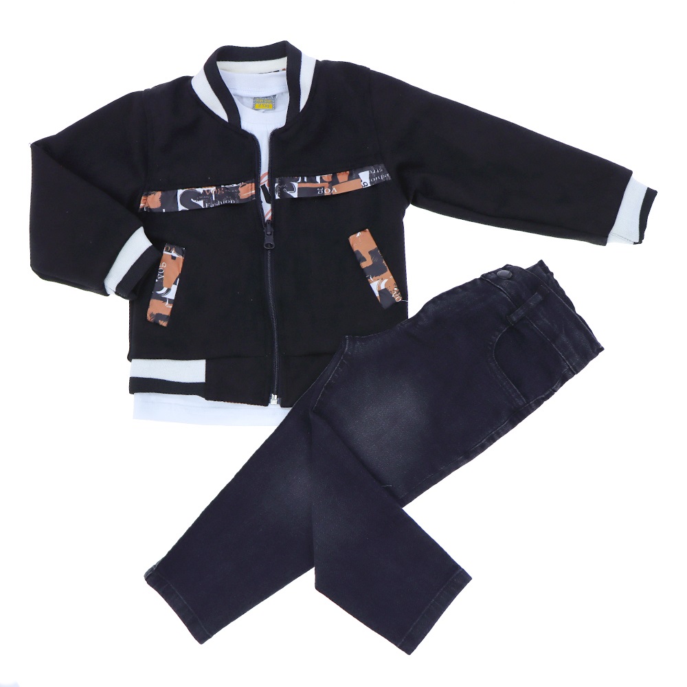 Mıncırık Kids 2743 Erkek Çocuk Süet Sea Adventure Baskılı 3 Lü Ceketli Takım 6-9 Yaş - Haki