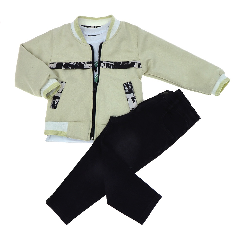 Mıncırık Kids 2743 Erkek Çocuk Süet Sea Adventure Baskılı 3 Lü Ceketli Takım 6-9 Yaş - Haki