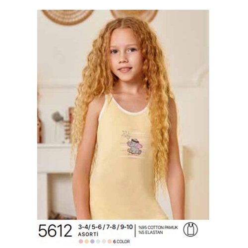 Berrak 5612 Kız Çocuk Geniş Askılı Atlet - Karışık Renk - 3-4 YAŞ