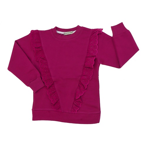 Almila 1126 Kız Çocuk Peluş Güpür Detay Modelli Penye Sıfır Yaka Sweat 9-12 Yaş - Gri