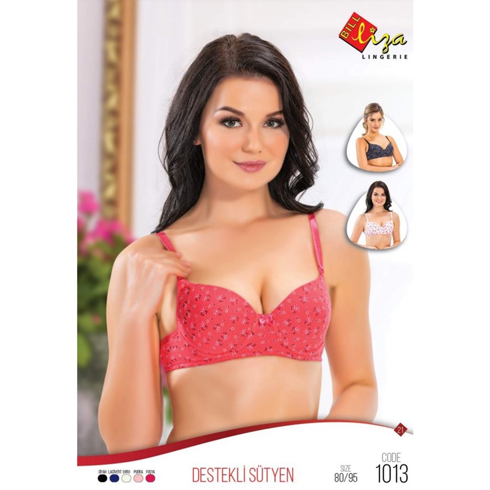 Billiza 1013 Bayan Silikonlu Süngerli Empirme Dolu Destekli Sütyen - Gri - 80-85-90-95