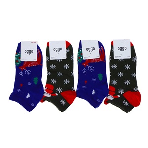 Oggo Bayan Desenli Likralı Yıkamalı Patik Çorap