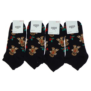 Oggo Bayan Desenli Likralı Yıkamalı Patik Çorap