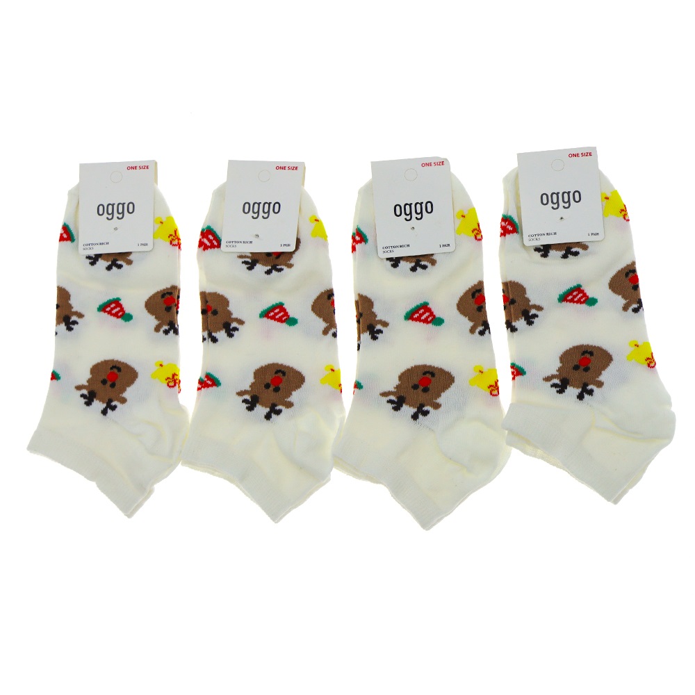 Oggo Bayan Desenli Likralı Yıkamalı Patik Çorap