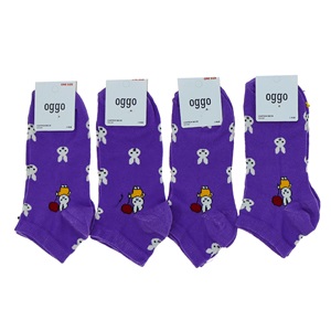 Oggo Bayan Desenli Likralı Yıkamalı Patik Çorap