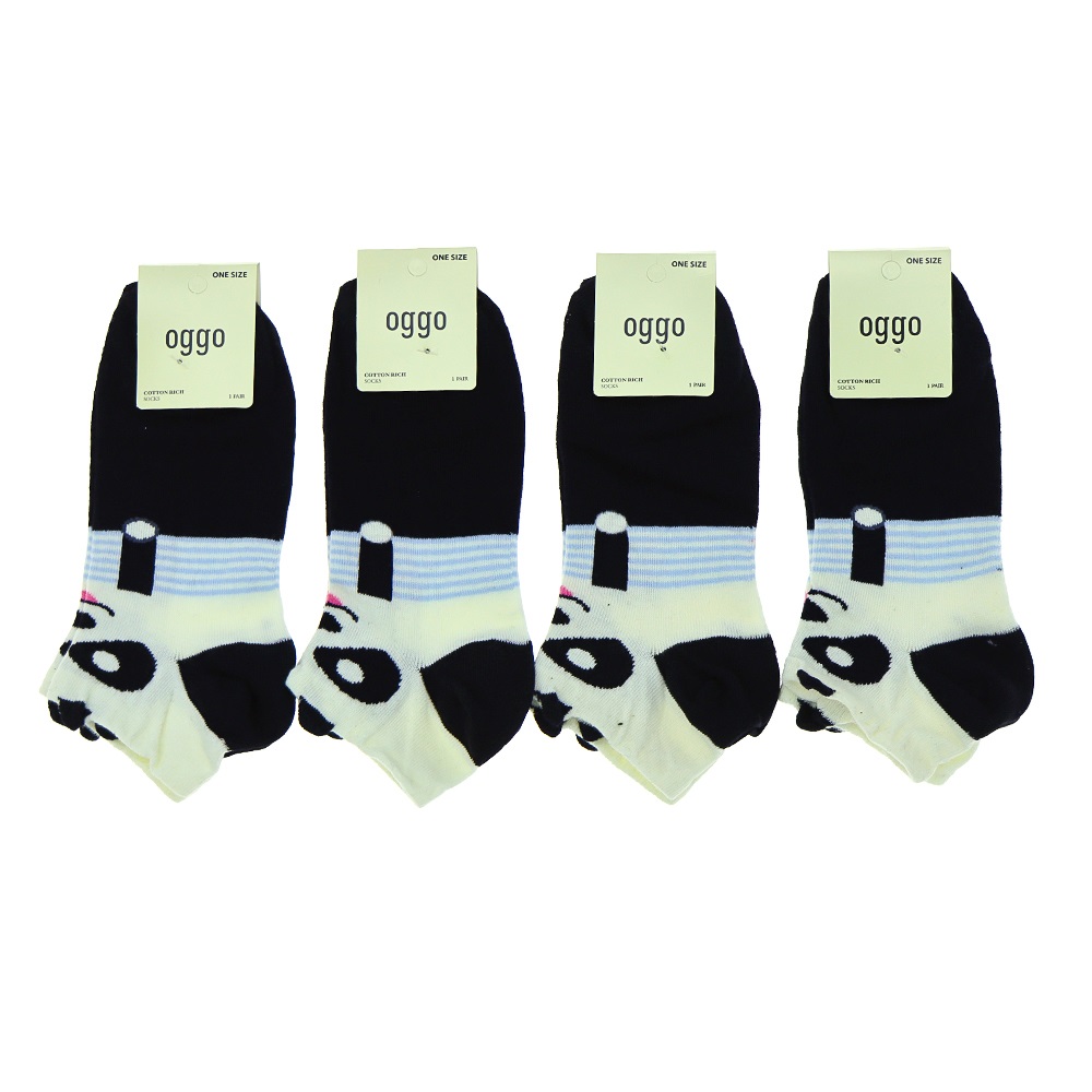 Oggo Bayan Desenli Likralı Yıkamalı Patik Çorap