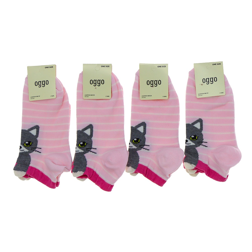 Oggo Bayan Desenli Likralı Yıkamalı Patik Çorap