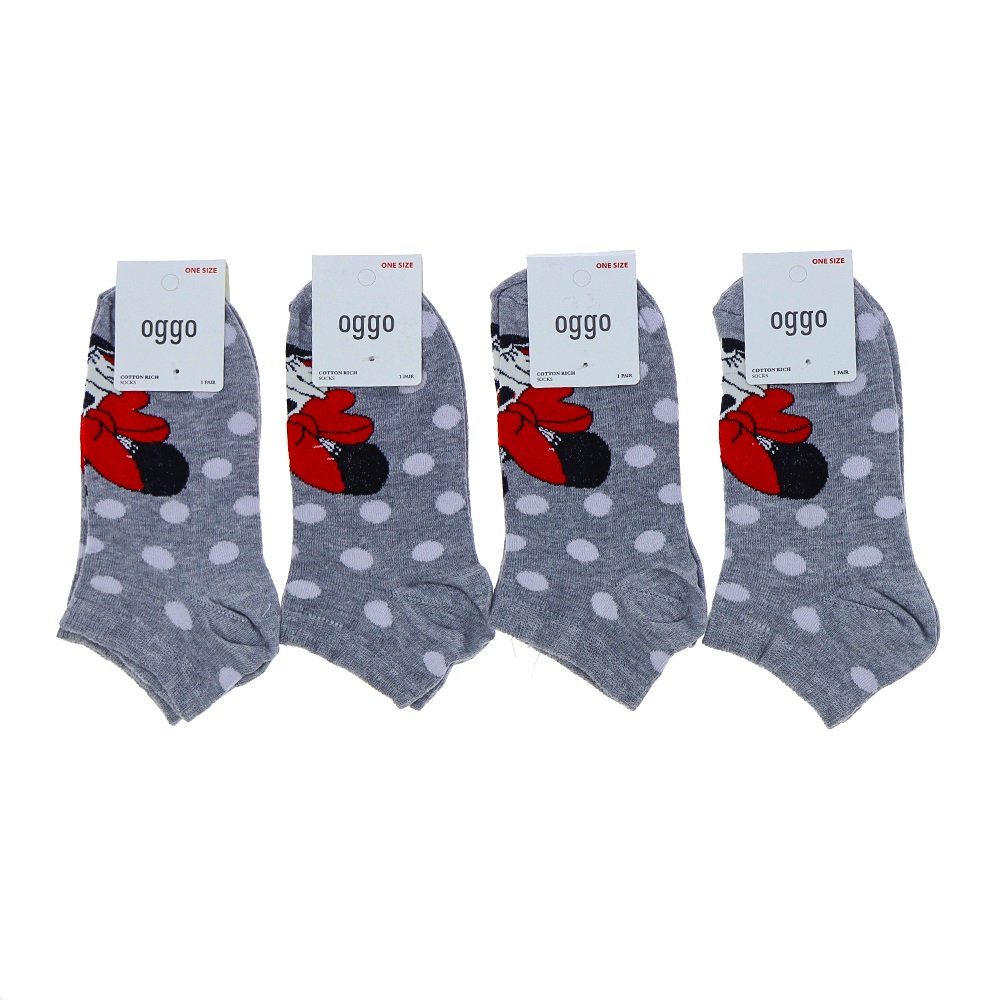 Oggo Bayan Desenli Likralı Yıkamalı Patik Çorap