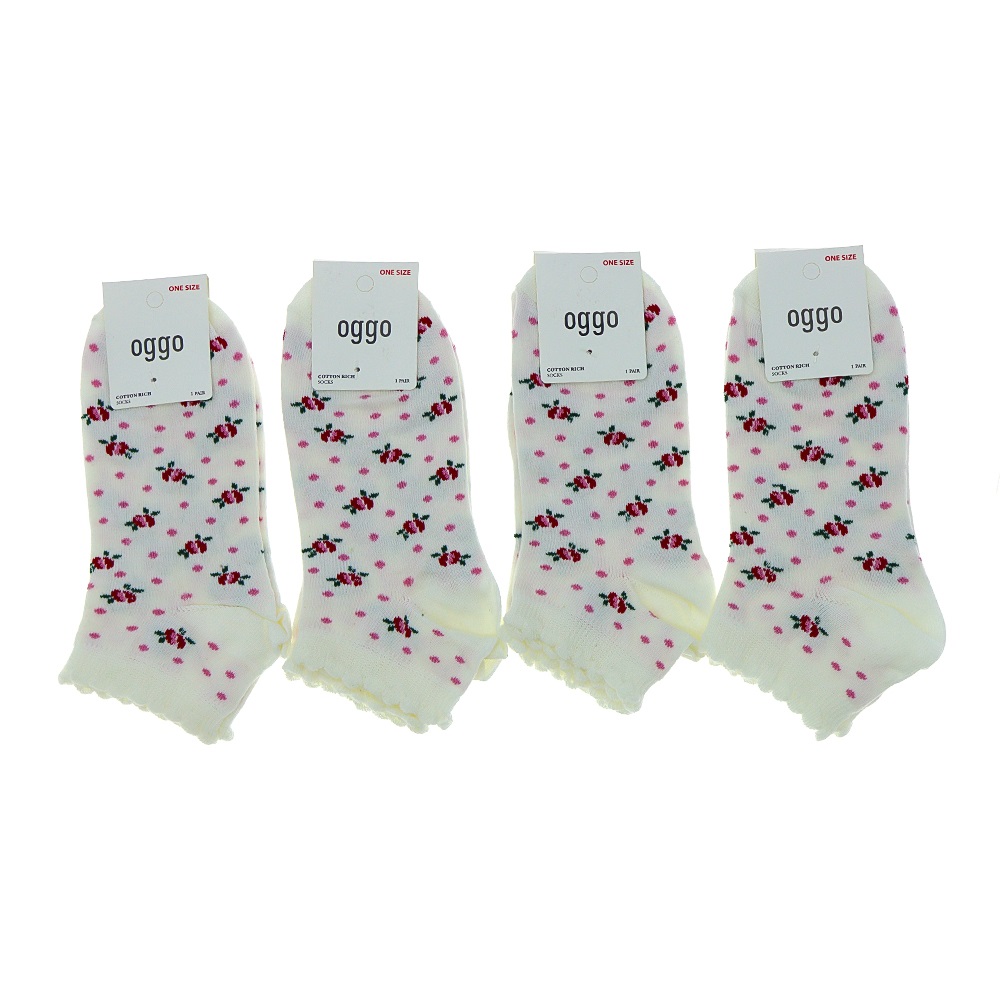 Oggo Bayan Desenli Likralı Yıkamalı Patik Çorap