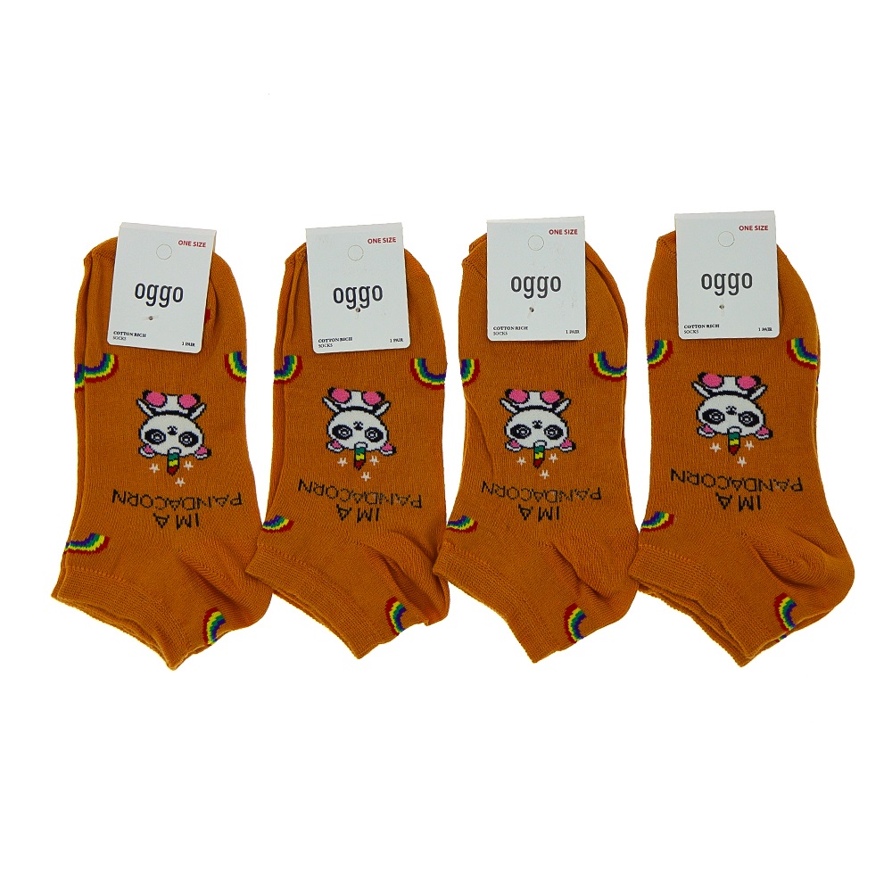 Oggo Bayan Desenli Likralı Yıkamalı Patik Çorap