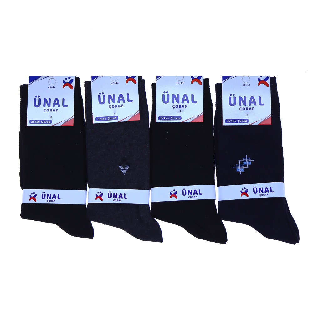 Ünal Erkek Likralı Desenli Soket Çorap - Karışık Renk