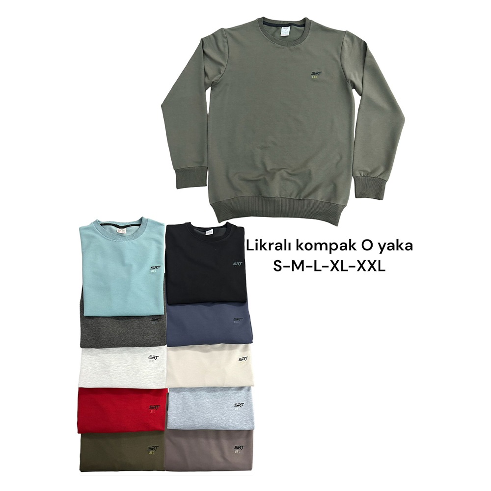 Srt 4797 Erkek Kompak Penye Srt Lıfe Nakışlı Sıfır Yaka Sweat S-2XL - Siyah