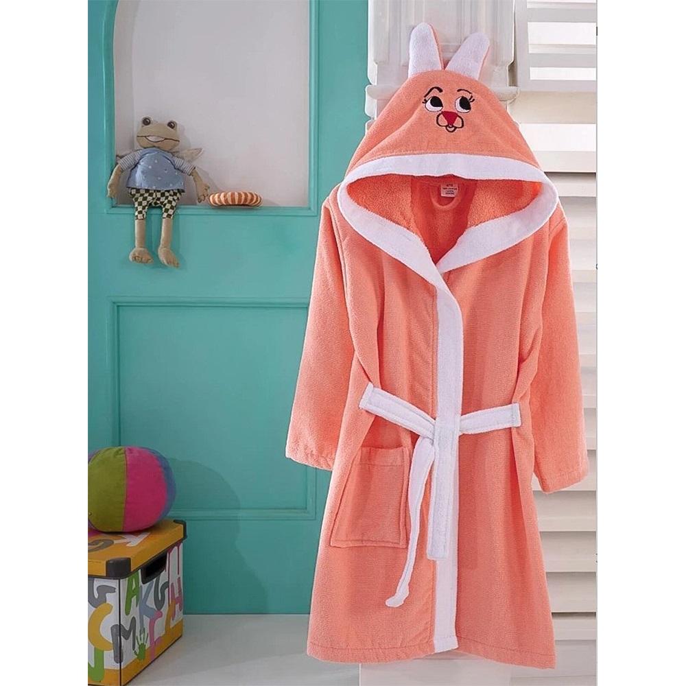 KayaTekstil Çocuk Tekli Tavşanlı Havlu Bornoz 9-10 Yaş - Fıstık Yeşili - 9-10 YAŞ