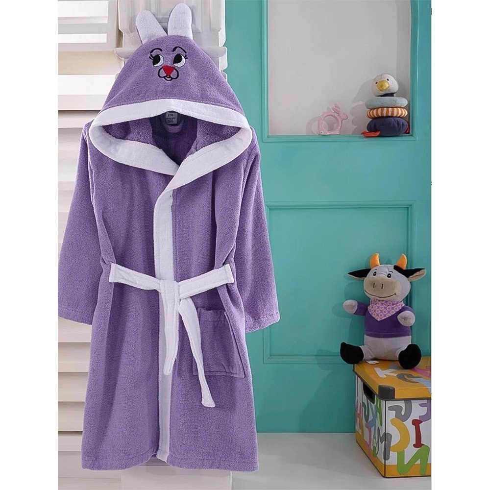 KayaTekstil Çocuk Tekli Tavşanlı Havlu Bornoz 9-10 Yaş - Fıstık Yeşili - 9-10 YAŞ