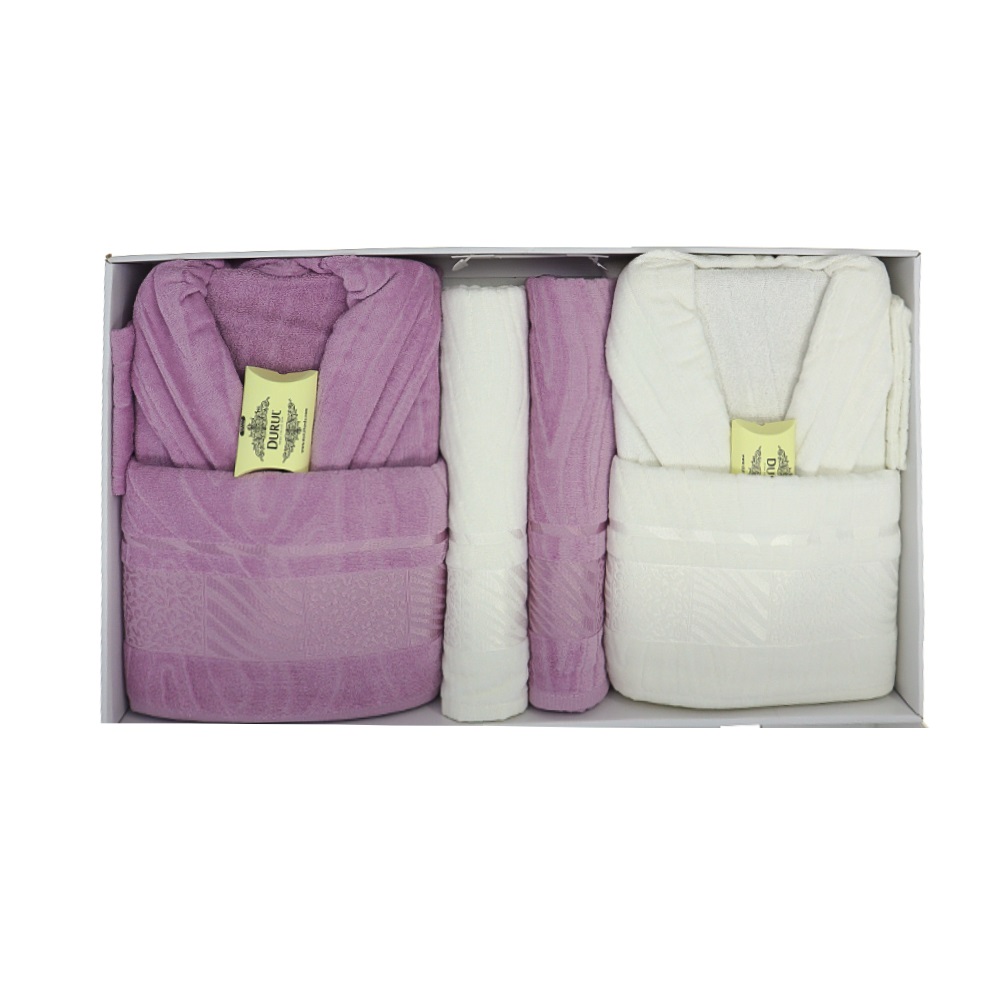 Durul 859 Kadife Jakarlı Bornoz Seti 10 Parça