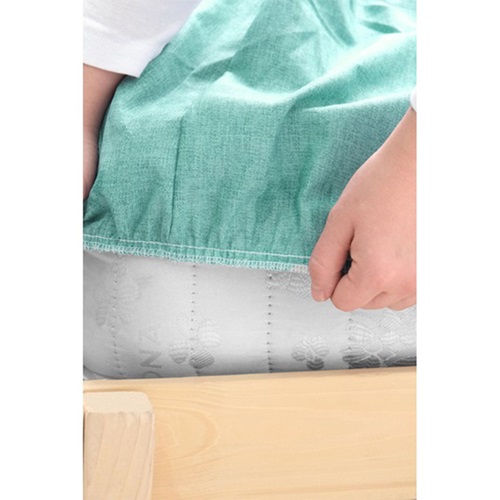 Sağlık Fırça Desenli Lastikli Fitted Tek Kişilik Çarşaf Takımı 100x200 - Pudra - 100X200 CM