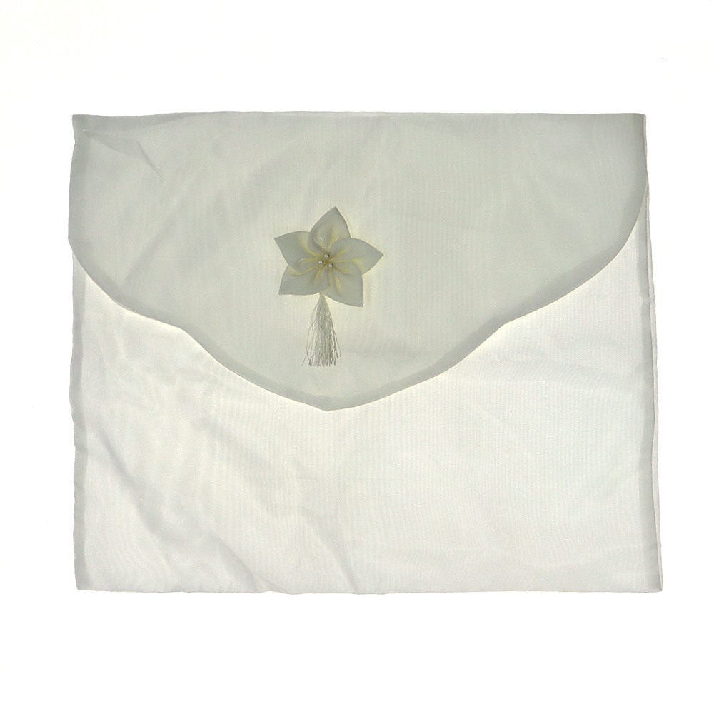 ÖFG Monaray Çiçekli Püsküllü Zarf Bohça - Ekru - STANDART