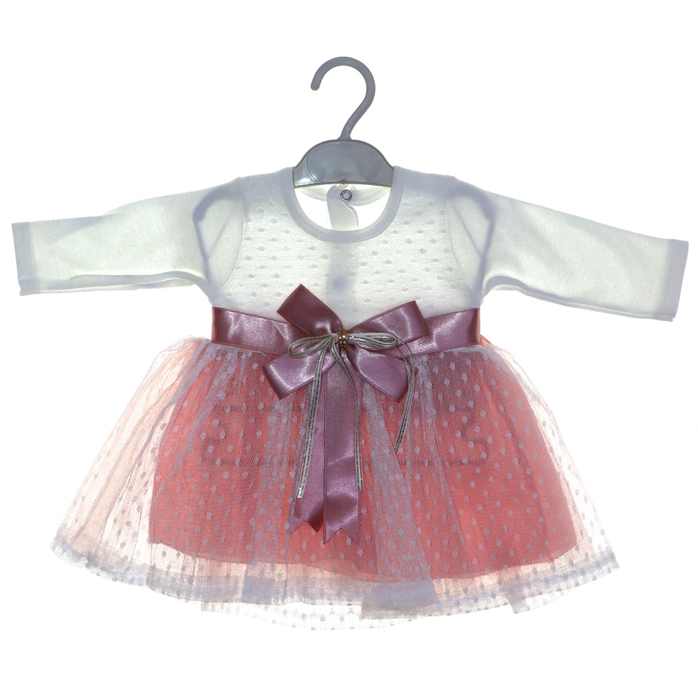 917 Kız Çocuk Fiyonk Kemerli Tüllü Elbise 1-3 Yaş