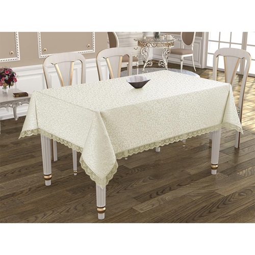 Çeyizland Kdk Güpürlü Kare Masa Örtüsü 160x220cm - Ekru - 160X220 CM