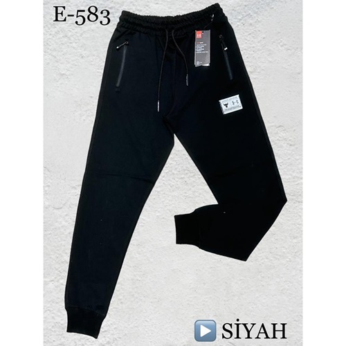 Atrax E-583 Erkek Kompak Penye Under Armour Nakışlı Paça Ribanalı Eşofman Alt S-XXL - Gri