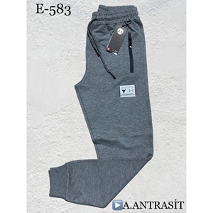 Atrax E-583 Erkek Kompak Penye Under Armour Nakışlı Paça Ribanalı Eşofman Alt S-XXL - Gri
