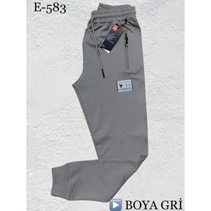Atrax E-583 Erkek Kompak Penye Under Armour Nakışlı Paça Ribanalı Eşofman Alt S-XXL - Gri