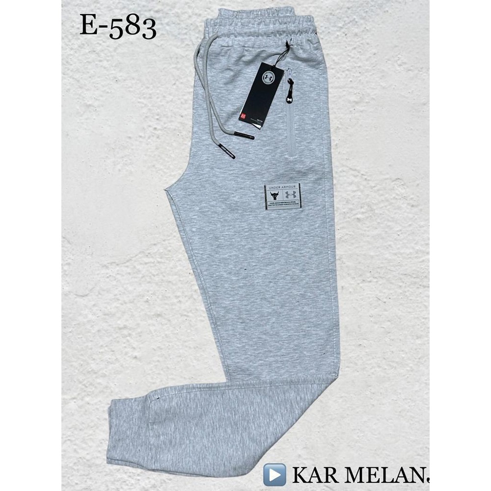 Atrax E-583 Erkek Kompak Penye Under Armour Nakışlı Paça Ribanalı Eşofman Alt S-XXL - Gri