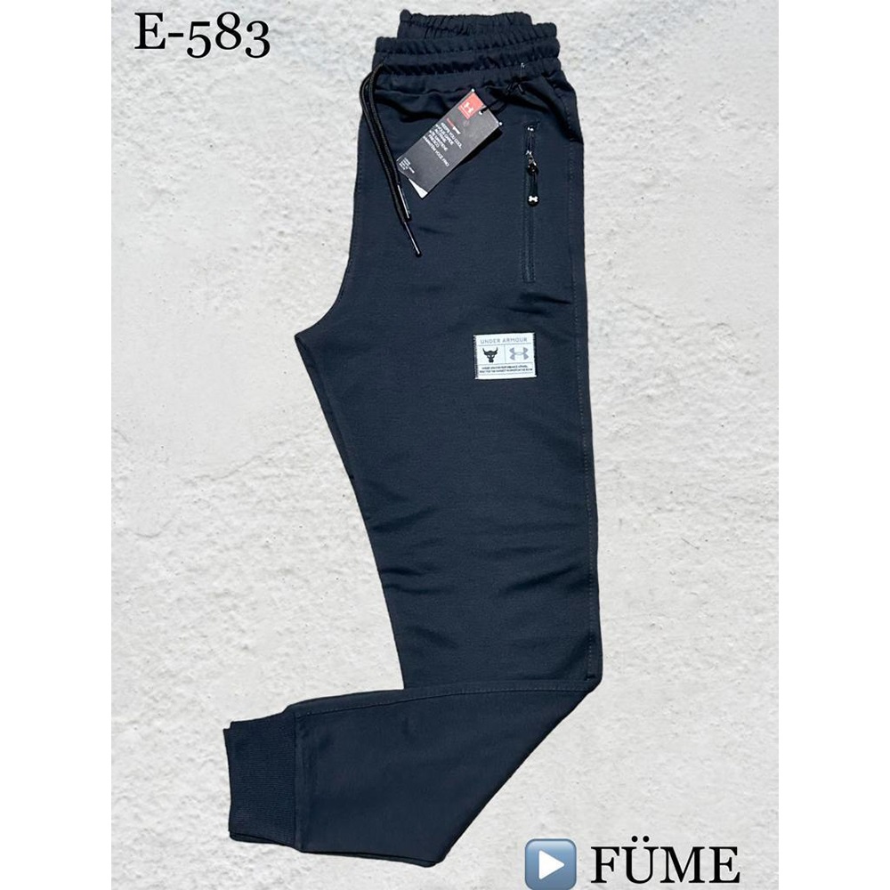 Atrax E-583 Erkek Kompak Penye Under Armour Nakışlı Paça Ribanalı Eşofman Alt S-XXL - Gri