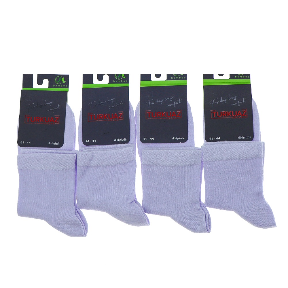 Turkuaz Erkek 402 Bambu Dikişsiz Likralı Kutulu Kısa Konç Patik Çorap - Beyaz