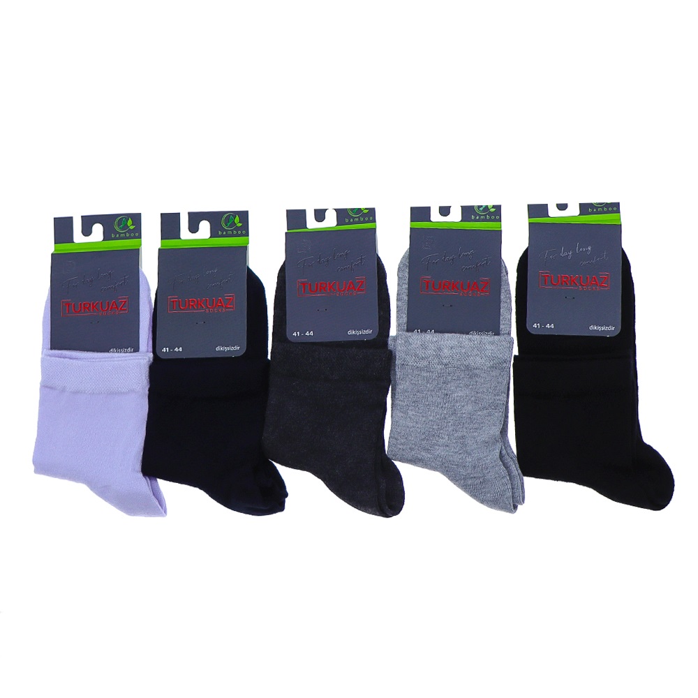 Turkuaz Erkek 402 Bambu Dikişsiz Likralı Kutulu Kısa Konç Patik Çorap - Beyaz