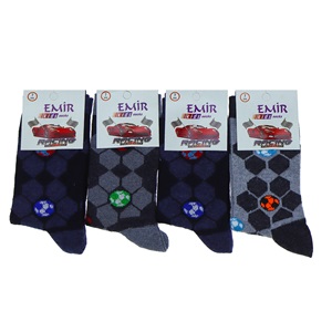 Emir 5809 Erkek Çocuk Likralı Desenli Soket Çorap - Karışık Renk