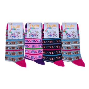 Emir 8950 Kız Çocuk Likralı Desenli Soket Çorap - Karışık Renk