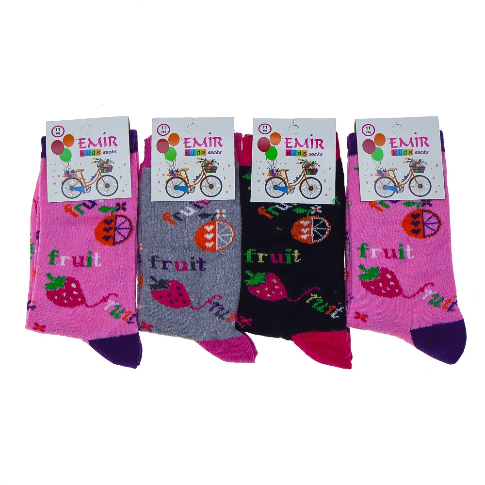 Emir 8950 Kız Çocuk Likralı Desenli Soket Çorap - Karışık Renk