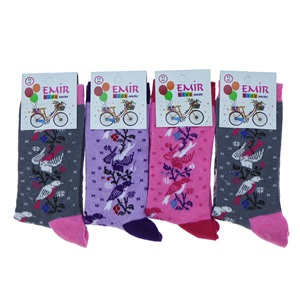 Emir 8950 Kız Çocuk Likralı Desenli Soket Çorap - Karışık Renk