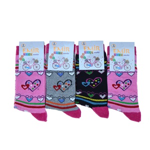 Emir 8950 Kız Çocuk Likralı Desenli Soket Çorap - Karışık Renk