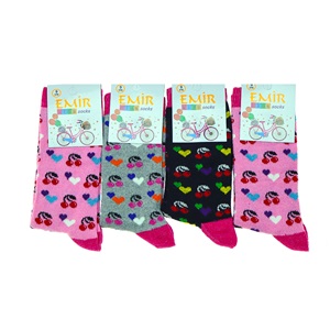 Emir 8950 Kız Çocuk Likralı Desenli Soket Çorap - Karışık Renk