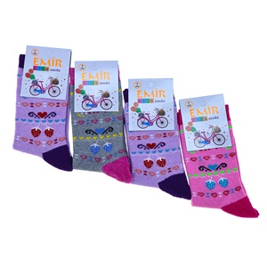 Emir 8950 Kız Çocuk Likralı Desenli Soket Çorap - Karışık Renk