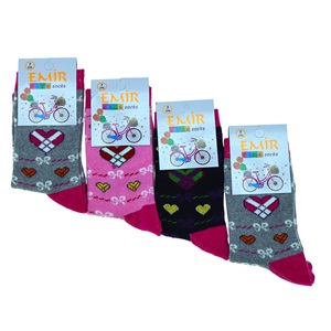 Emir 8950 Kız Çocuk Likralı Desenli Soket Çorap - Karışık Renk